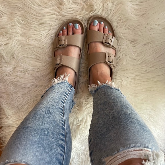 Dark Taupe Lightweight Footbed Sandals - Picture 3 of 14